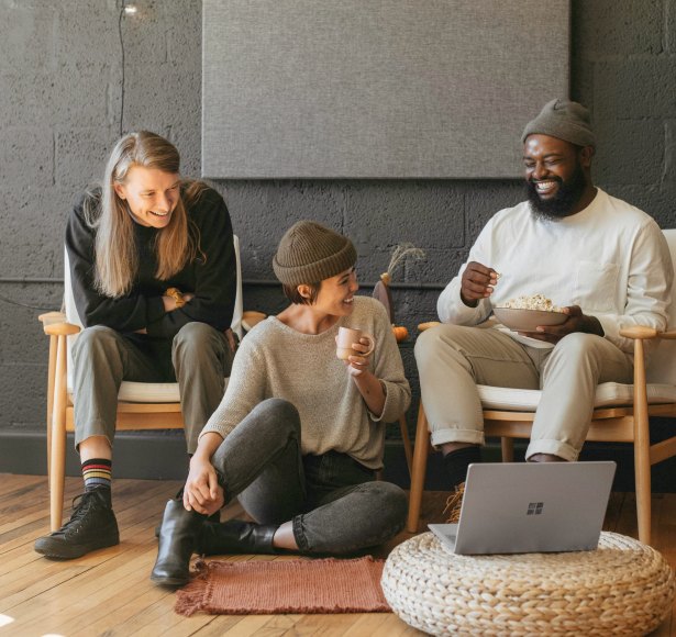 The Tasklane team relaxing together in the studio